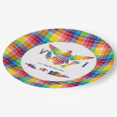 Amerikaanse Maagdeneilanden Madras, vlag en eiland Papieren Bordje (Gekanteld)