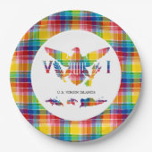 Amerikaanse Maagdeneilanden Madras, vlag en eiland Papieren Bordje (Voorkant)