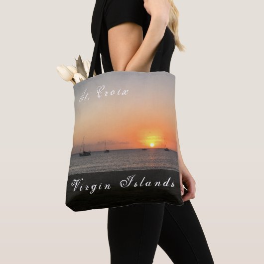 Amerikaanse Maagdeneilanden St. Croix Sunset Tropi Tote Bag (Dichtbij)