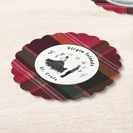 Amerikaanse Maagdeneilanden St. Croix USVI Madras Kartonnen Onderzetters (Gekanteld)