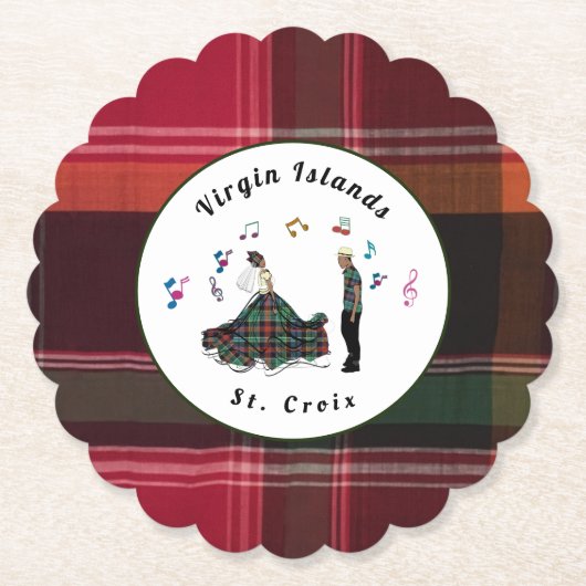 Amerikaanse Maagdeneilanden St. Croix USVI Madras Kartonnen Onderzetters (Voorkant)