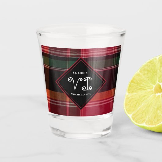 Amerikaanse Maagdeneilanden St. Croix USVI Madras  Shot Glas (Voorkant)