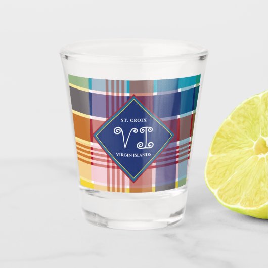 Amerikaanse Maagdeneilanden St. Croix USVI Madras  Shot Glas (Voorkant)