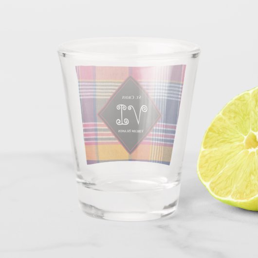 Amerikaanse Maagdeneilanden St. Croix USVI Madras  Shot Glas (Achterkant)