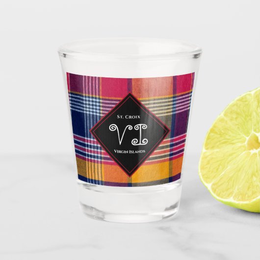 Amerikaanse Maagdeneilanden St. Croix USVI Madras  Shot Glas (Voorkant)