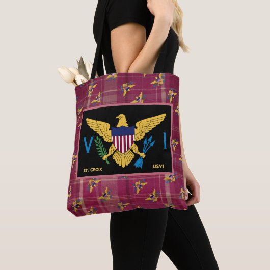 Amerikaanse Maagdeneilanden St. Croix USVI Madras Tote Bag (Dichtbij)