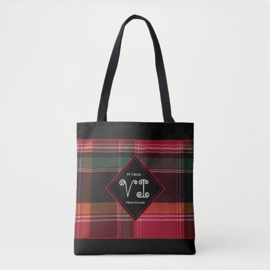 Amerikaanse Maagdeneilanden St. Croix VI Madras pe Tote Bag (Voorkant)