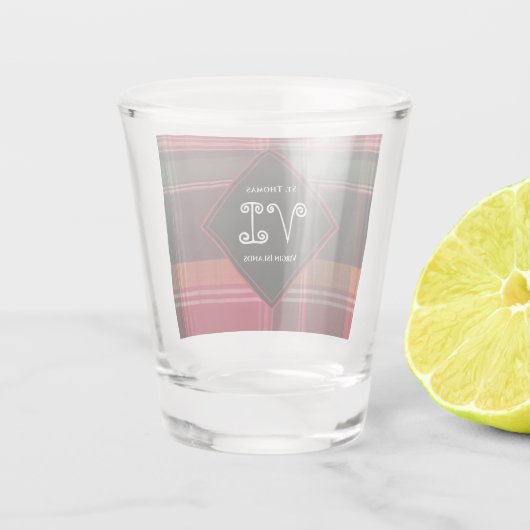 Amerikaanse Maagdeneilanden St. Thomas USVI Madras Shot Glas (Achterkant)