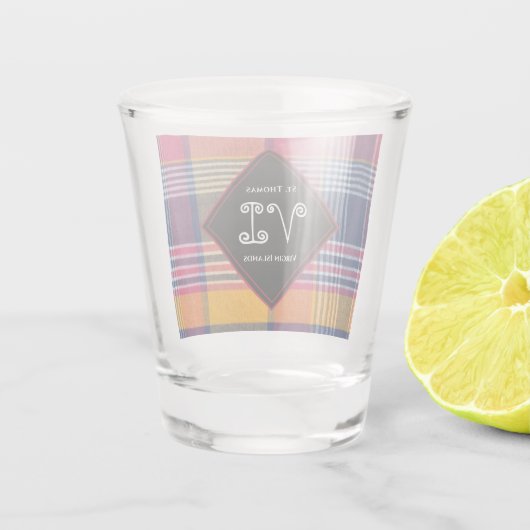 Amerikaanse Maagdeneilanden St. Thomas USVI Madras Shot Glas (Achterkant)