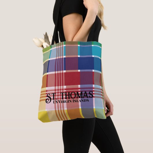 Amerikaanse Maagdeneilanden St. Thomas USVI Madras Tote Bag (Dichtbij)