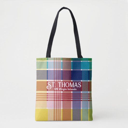 Amerikaanse Maagdeneilanden St. Thomas USVI Madras Tote Bag (Voorkant)