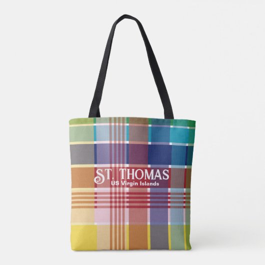 Amerikaanse Maagdeneilanden St. Thomas USVI Madras Tote Bag (Achterkant)