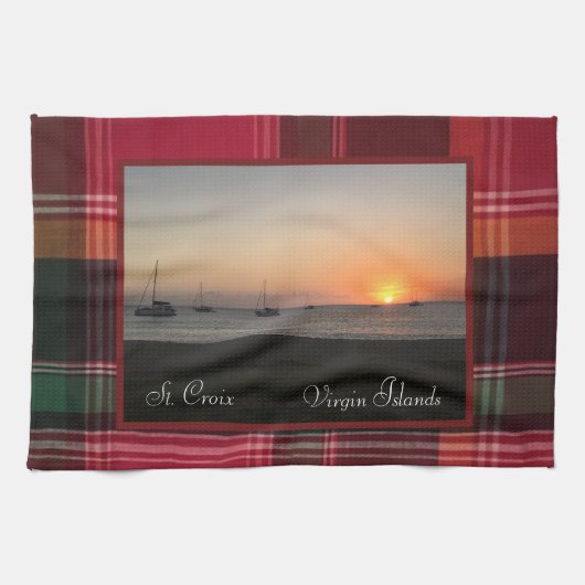 Amerikaanse Maagdeneilanden Sunset St. Croix USVI  Theedoek (Horizontaal)