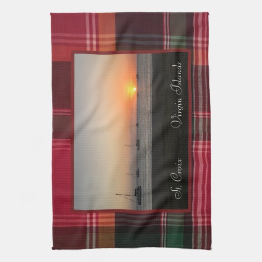 Amerikaanse Maagdeneilanden Sunset St. Croix USVI  Theedoek (Verticaal)