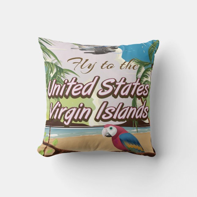 Amerikaanse Maagdeneilanden vintage reisposter Kussen (Voorkant)