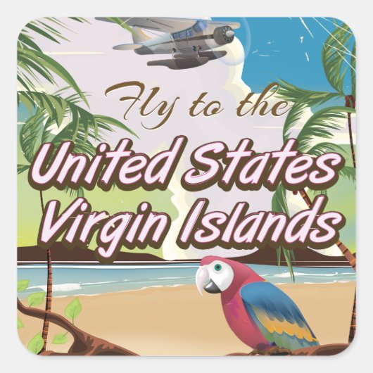 Amerikaanse Maagdeneilanden vintage reisposter Vierkante Sticker (Voorkant)