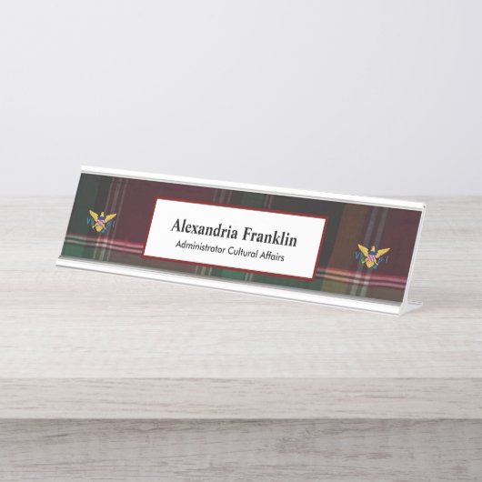 Amerikaanse Maagdeneilanden vlag Business Kantoor  Bureau Naambordje (Voorkant)