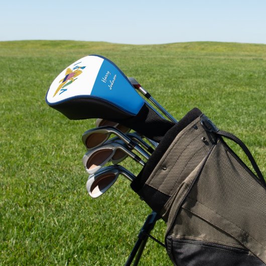 Amerikaanse Maagdeneilanden Vlag, Golfclubs, Monog Golfheadcover (Insitu)