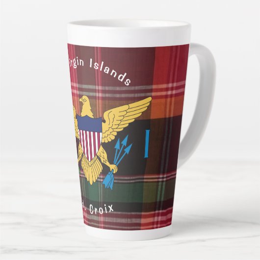 Amerikaanse Maagdeneilanden Vlag Madras Patroon St Latte Mok (Rechterhoek)