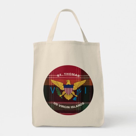 Amerikaanse Maagdeneilanden Vlag Madras St. Thomas Tote Bag (Achterkant)