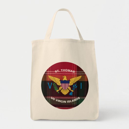 Amerikaanse Maagdeneilanden Vlag Madras St. Thomas Tote Bag (Voorkant)