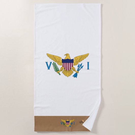 Amerikaanse Maagdeneilanden vlag & monogram / stra Strandlaken (Voorkant)