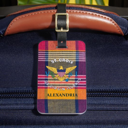 Amerikaanse Maagdeneilanden vlag St. Croix Madras Bagagelabel (Voorkant Insitu 2)