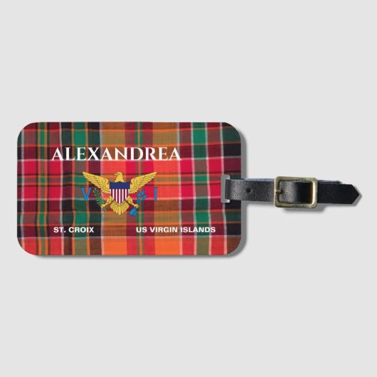 Amerikaanse Maagdeneilanden vlag St. Croix Madras  Bagagelabel (Voorkant (horizontaal))