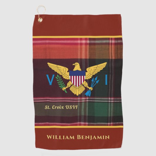 Amerikaanse Maagdeneilanden vlag St. Croix Madras Golfhanddoek (Voorkant)