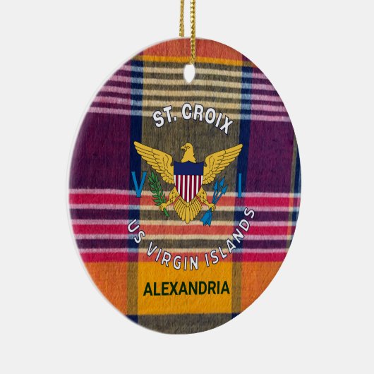 Amerikaanse Maagdeneilanden vlag St. Croix Madras  Keramisch Ornament (Rechts)