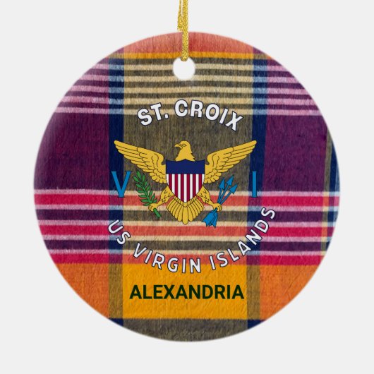 Amerikaanse Maagdeneilanden vlag St. Croix Madras  Keramisch Ornament (Achterkant)