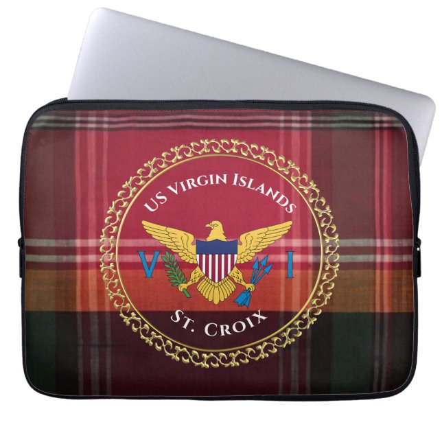 Amerikaanse Maagdeneilanden vlag St. Croix Madras  Laptop Sleeve (Voorkant)
