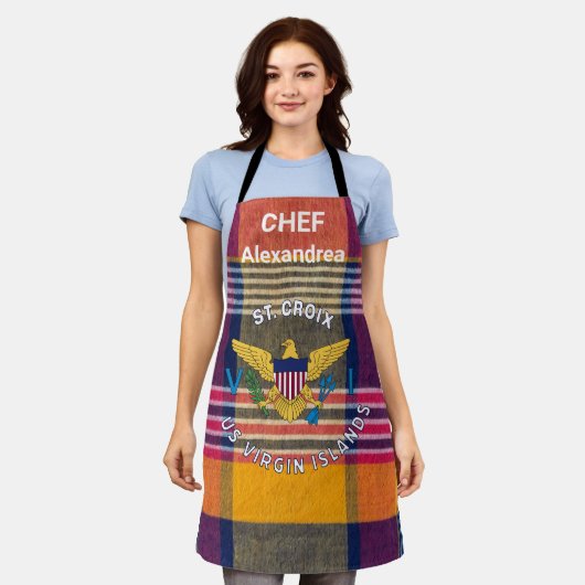 Amerikaanse Maagdeneilanden vlag St. Croix Madras Schort (Gedragen)