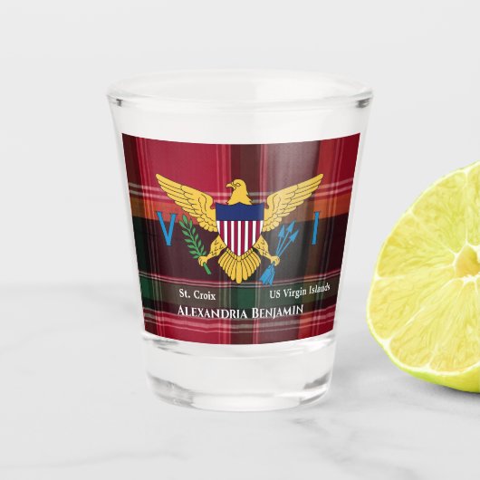 Amerikaanse Maagdeneilanden vlag St. Croix Madras  Shot Glas (Voorkant)