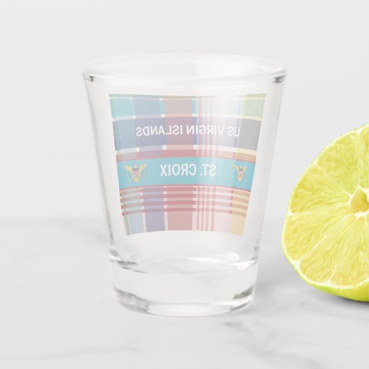 Amerikaanse Maagdeneilanden vlag St. Croix Madras  Shot Glas (Achterkant)