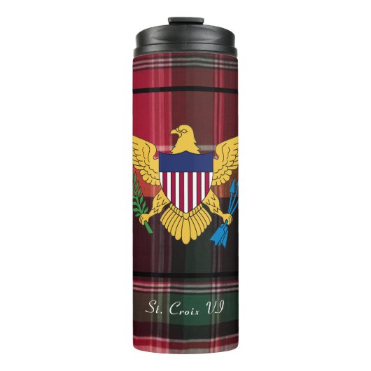 Amerikaanse Maagdeneilanden vlag St. Croix Madras Thermosbeker (Voorkant)