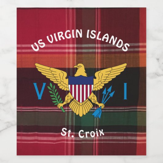 Amerikaanse Maagdeneilanden vlag St. Croix Madras  Wijn Etiket (Enkel label)