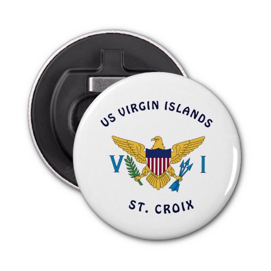 Amerikaanse Maagdeneilanden Vlag St. Croix persona Button Flesopener (Voorkant)