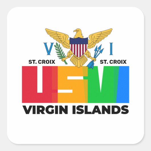 Amerikaanse Maagdeneilanden vlag St. Croix USVI Ca Vierkante Sticker (Voorkant)