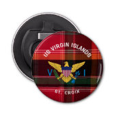 Amerikaanse Maagdeneilanden vlag St. Croix USVI Ma Button Flesopener (Voorkant)
