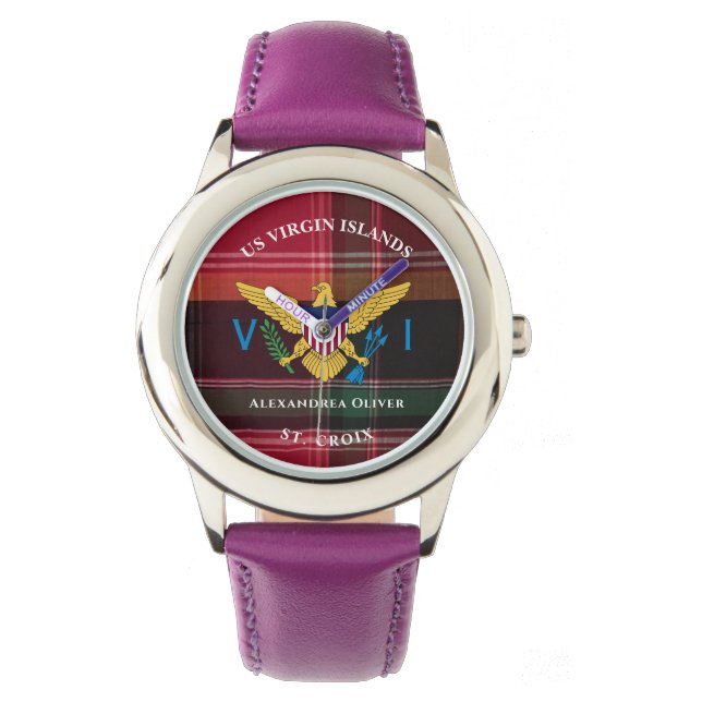 Amerikaanse Maagdeneilanden vlag St. Croix USVI Ma Horloge (Voorkant)