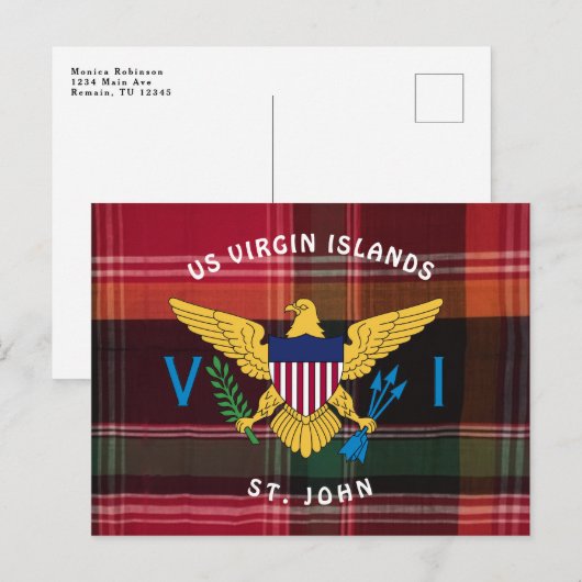 Amerikaanse Maagdeneilanden vlag St. John USVI Mad Briefkaart (Voorkant / Achterkant)