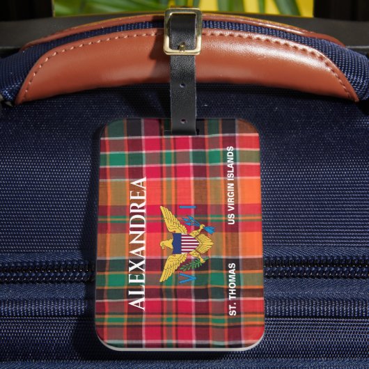 Amerikaanse Maagdeneilanden vlag St. Thomas Madras Bagagelabel (Voorkant Insitu 2)
