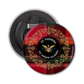 Amerikaanse Maagdeneilanden vlag St. Thomas Madras Button Flesopener (Voorkant)