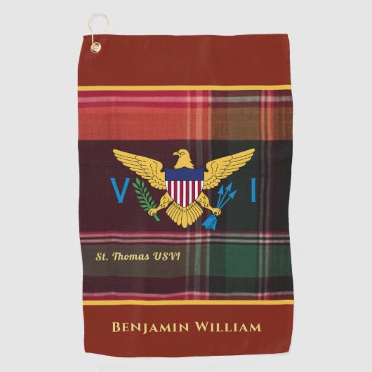 Amerikaanse Maagdeneilanden vlag St. Thomas Madras Golfhanddoek (Voorkant)