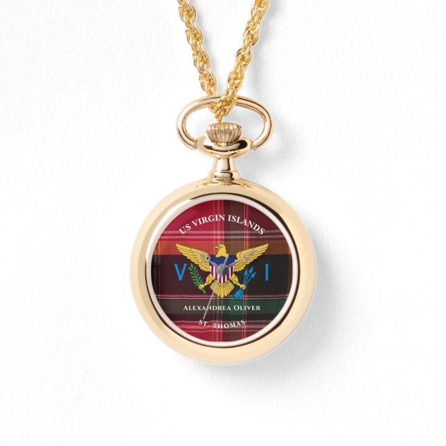 Amerikaanse Maagdeneilanden vlag St. Thomas Madras Horloge (Voorkant)