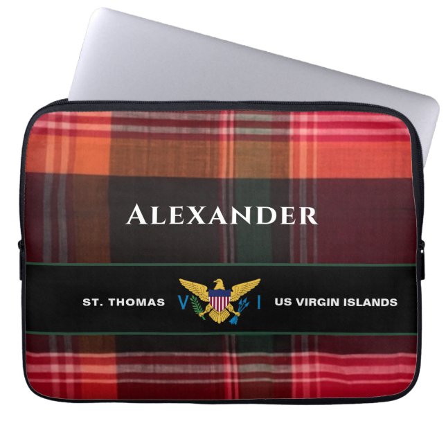 Amerikaanse Maagdeneilanden vlag St. Thomas Madras Laptop Sleeve (Voorkant)