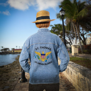 Amerikaanse Maagdeneilanden Vlag St. Thomas U.S. V Denim Jacket