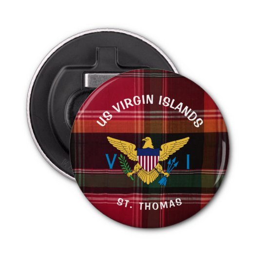 Amerikaanse Maagdeneilanden vlag St. Thomas USVI M Button Flesopener (Voorkant)