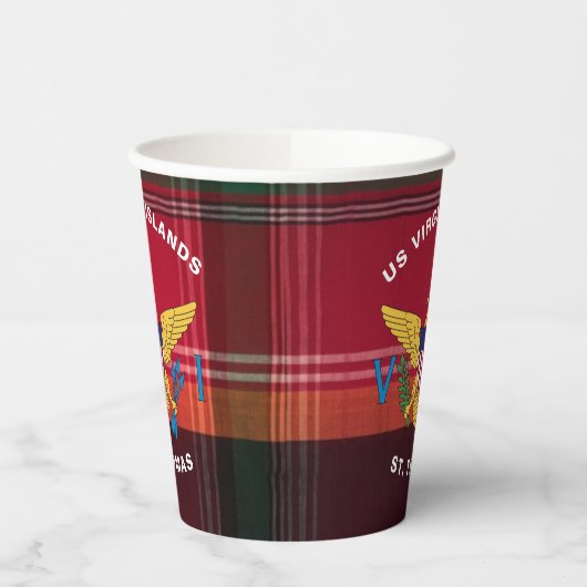 Amerikaanse Maagdeneilanden vlag St. Thomas USVI M Papieren Bekers (Links)